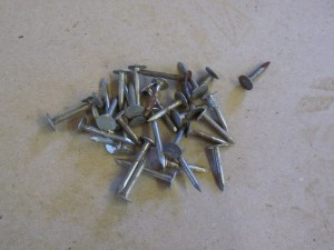 For asphalt shingles.  New ones have plastic "washers"