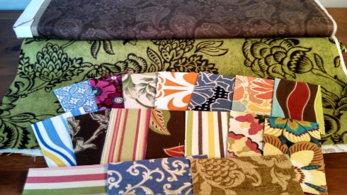 Fabric samples in 20 different colors and patterns