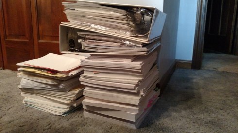 Left stack: scan and recycle. Right stack: straight to recycle.