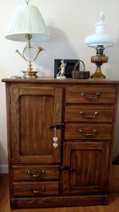 Shoe storage for my home away from home (replica ice box or antique refrigerator)