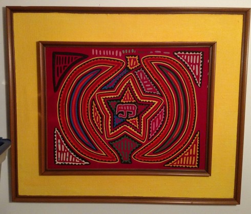 "Mola" handmade in Panama. (Reverse applique technique using 2 to 7 layers of different colored cloth.